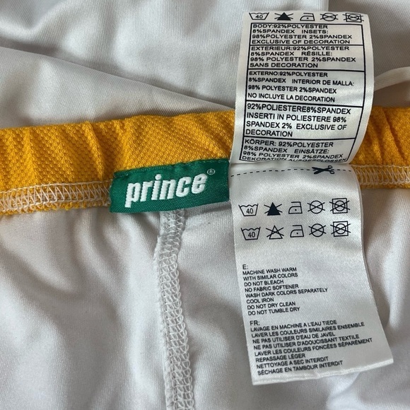 Prince Vintage Athletic Tennis Skort White Yellow Pull On Waist Size Large - Picture 7 of 7